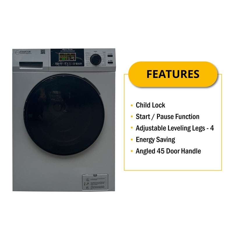 Pemberly Row Pet Compact 110V Vented/Ventless 15 lbs Combo Washer Dryer Silver