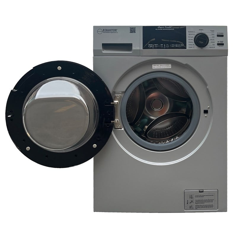 Pemberly Row Pet Compact 110V Vented/Ventless 15 lbs Combo Washer Dryer Silver