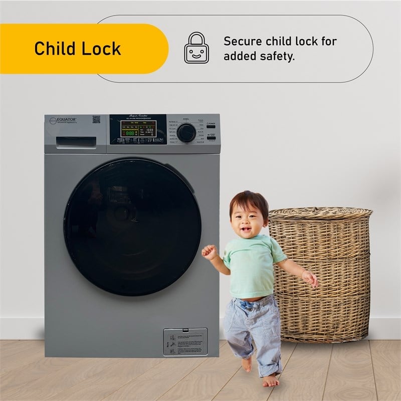 Pemberly Row Pet Compact 110V Vented/Ventless 15 lbs Combo Washer Dryer Silver