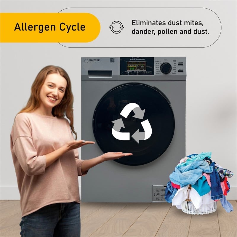 Pemberly Row Pet Compact 110V Vented/Ventless 15 lbs Combo Washer Dryer Silver