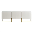 Pemberly Row Modern / Contemporary Wood 3-Cabinet TV Stand in White