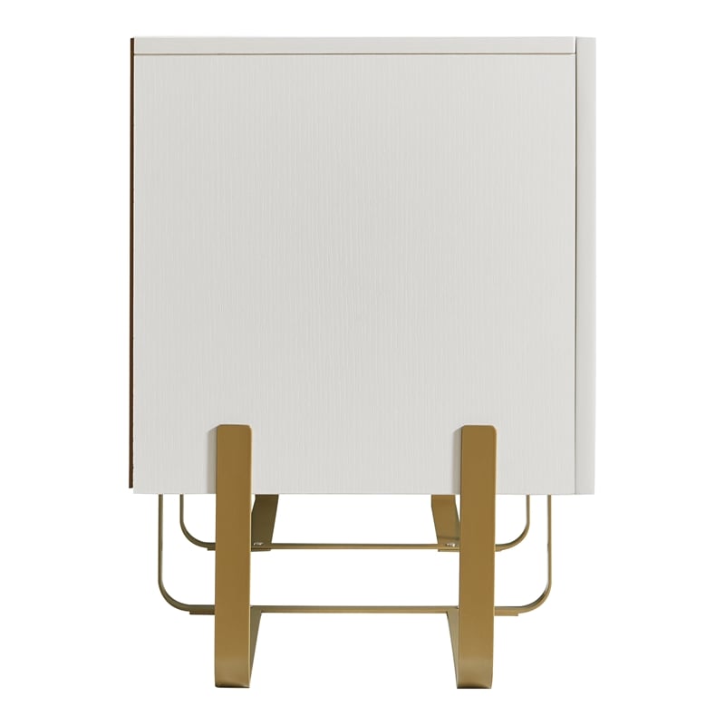 Pemberly Row Modern / Contemporary Wood 3-Cabinet TV Stand in White