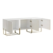 Pemberly Row Modern / Contemporary Wood 3-Cabinet TV Stand in White
