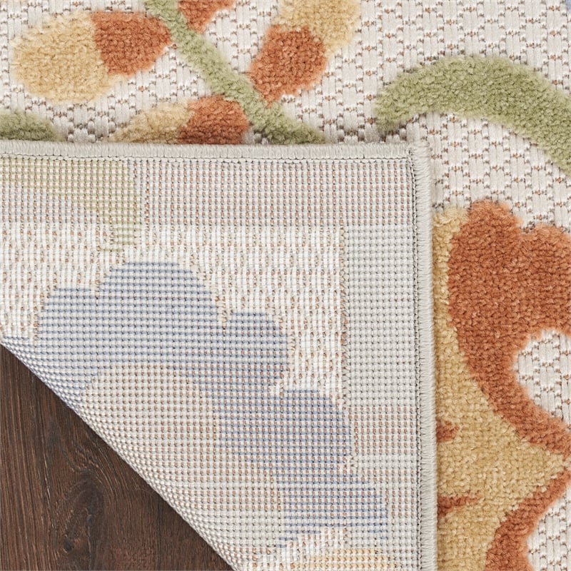 Pemberly Row 9' x 12' Ivory Blue Fabric Outdoor Area Rug (9' x 12')