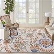 Pemberly Row 9' x 12' Ivory Blue Fabric Outdoor Area Rug (9' x 12')
