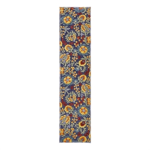 Pemberly Row 24x72&quot Polypropylene Fabric Area Rug in Navy/Blue/Multi-Color
