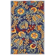 Pemberly Row 3' x 4' Navy Multicolor Fabric Outdoor Area Rug (3' x 4')