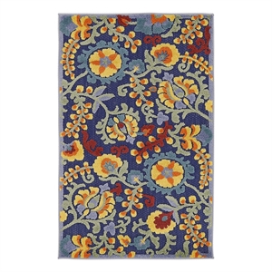 Pemberly Row 3' x 4' Navy Multicolor Fabric Outdoor Area Rug (3' x 4')