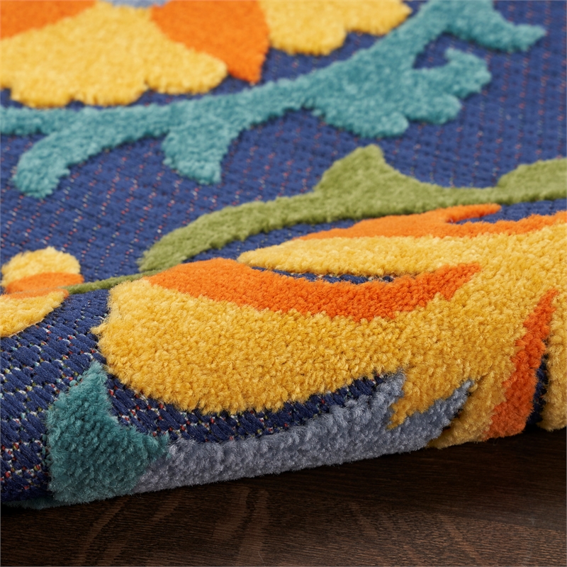 Pemberly Row 8' x 11' Navy Multicolor Fabric Outdoor Area Rug (8' x 11')