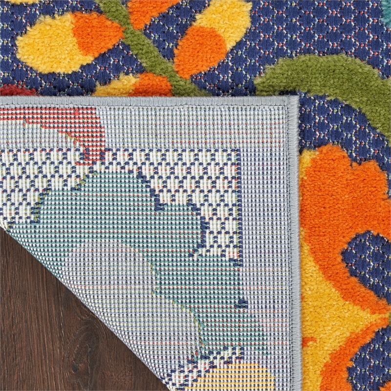 Pemberly Row 8' x 11' Navy Multicolor Fabric Outdoor Area Rug (8' x 11')