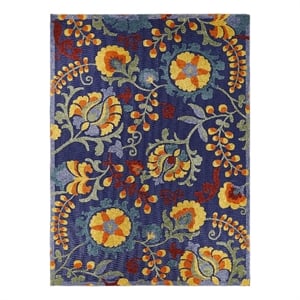Pemberly Row 8' x 11' Navy Multicolor Fabric Outdoor Area Rug (8' x 11')