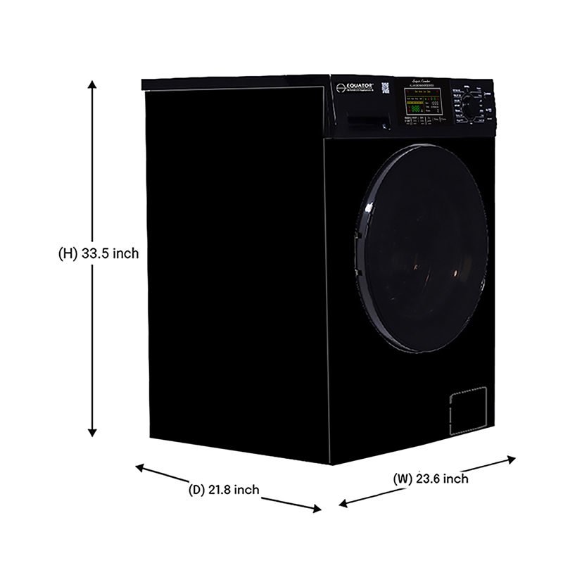 Pemberly Row Contemporary 1.62cf Plastic Washer Dryer in Black
