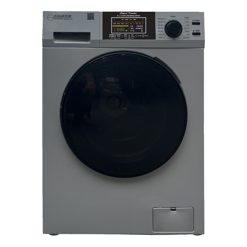 Pemberly Row Contemporary 1.62cf Plastic Washer Dryer in Silver