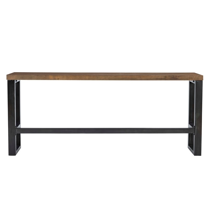 Pemberly Row Contemporary Steel & Wood Sofa Bar Table in Dark Gunmetal