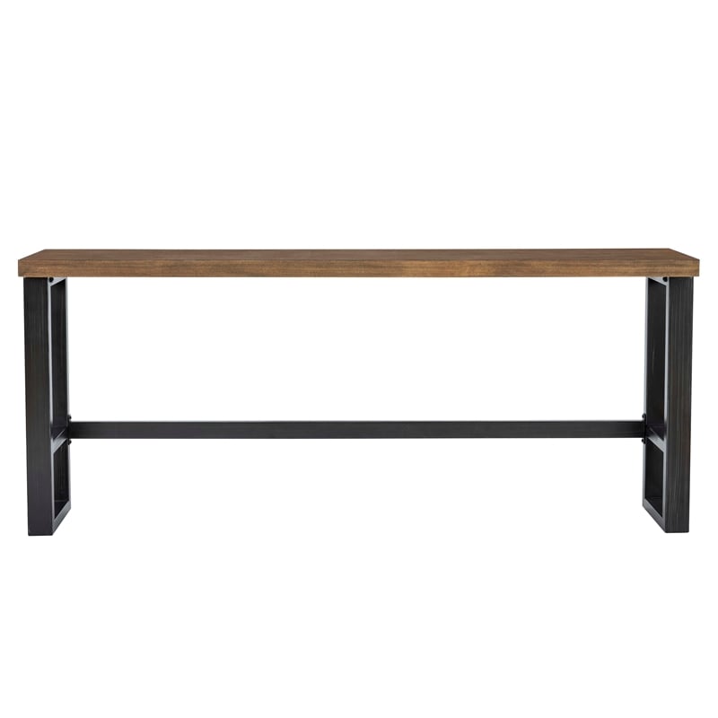 Pemberly Row Contemporary Steel & Wood Sofa Bar Table in Dark Gunmetal