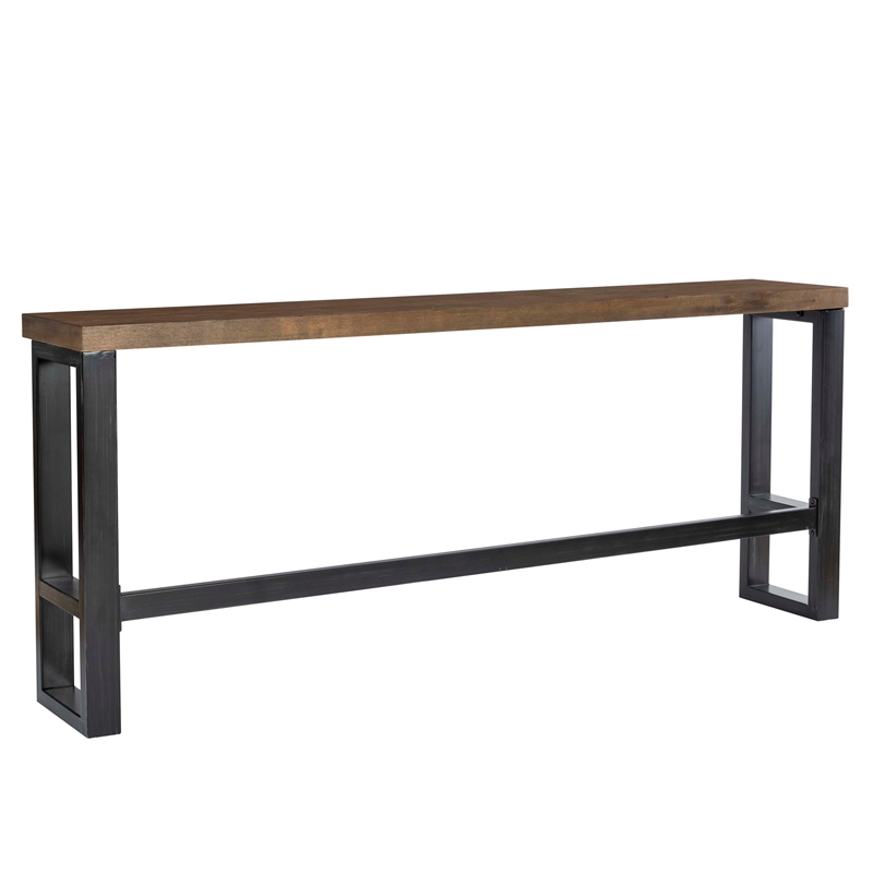 Pemberly Row Contemporary Steel & Wood Sofa Bar Table in Dark Gunmetal