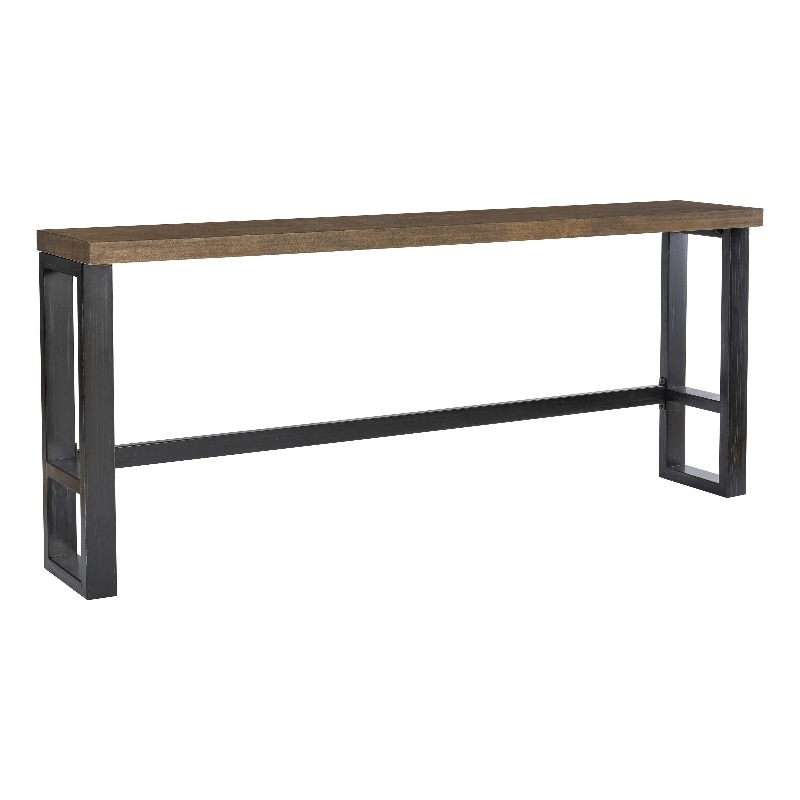 Pemberly Row Contemporary Steel & Wood Sofa Bar Table in Dark Gunmetal