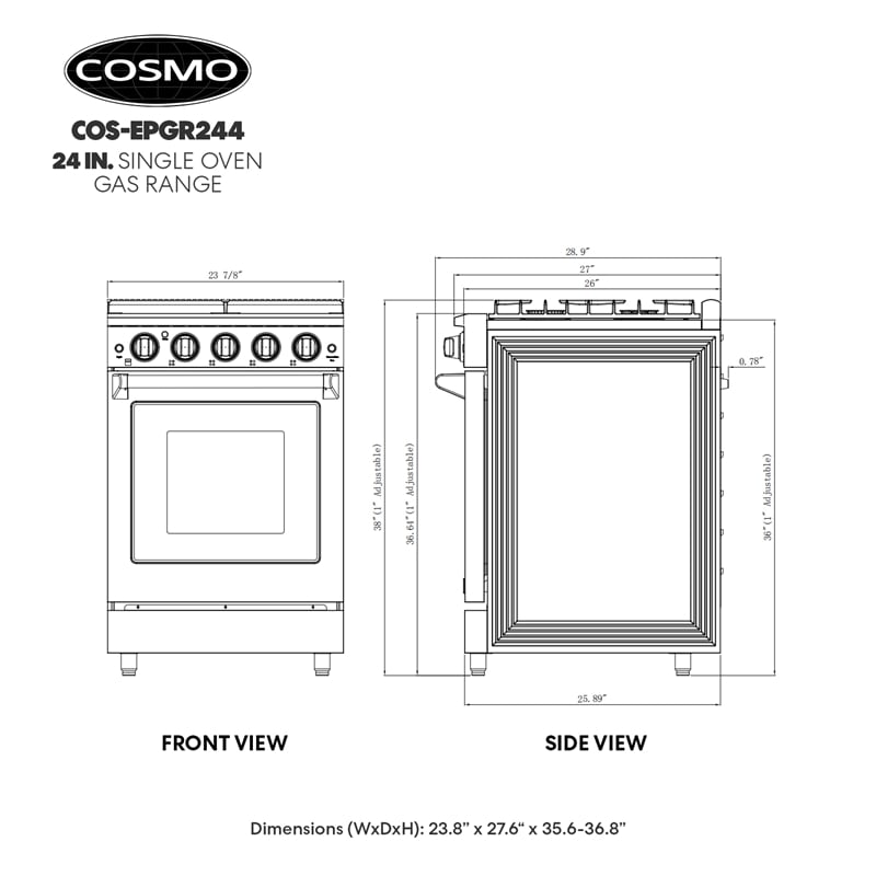 Pemberly Row 24 in. Freestanding Gas Range with 3.73 cu. ft. Capacity Oven