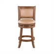 Pemberly Row Wood & Faux Leather Swivel Counter Stool in Chestnut/Brown