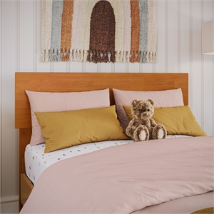 Pemberly Row Twin Modern Solid Wood Panel Headboard in Light Toffee