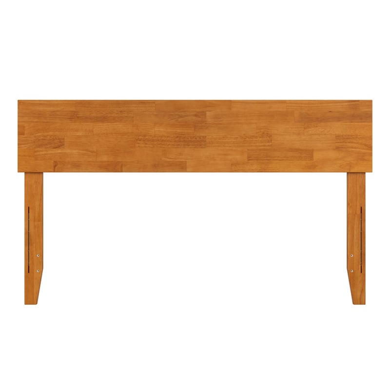 Pemberly Row Full Modern Solid Wood Panel Headboard in Light Toffee