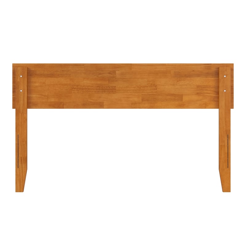 Pemberly Row Full Modern Solid Wood Panel Headboard in Light Toffee