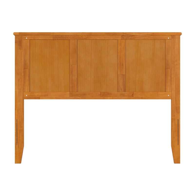 Pemberly Row Madison Full Solid Wood Panel Headboard in Light Toffee