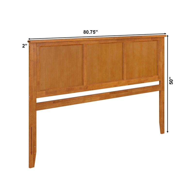 Pemberly Row Madison King Solid Wood Panel Headboard in Light Toffee