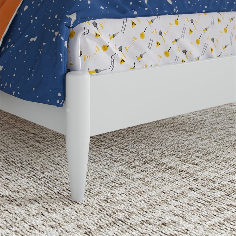 Pemberly Row Twin Solid Wood Low Profile Platform Bed in White