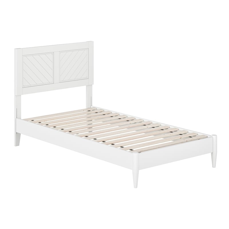 Pemberly Row Twin Solid Wood Low Profile Platform Bed in White