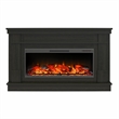Pemberly Row Wide Mantel w/ Linear Electric Fireplace in Charred Oak