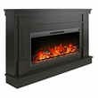 Pemberly Row Wide Mantel w/ Linear Electric Fireplace in Charred Oak