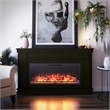 Pemberly Row Wide Mantel w/ Linear Electric Fireplace in Charred Oak