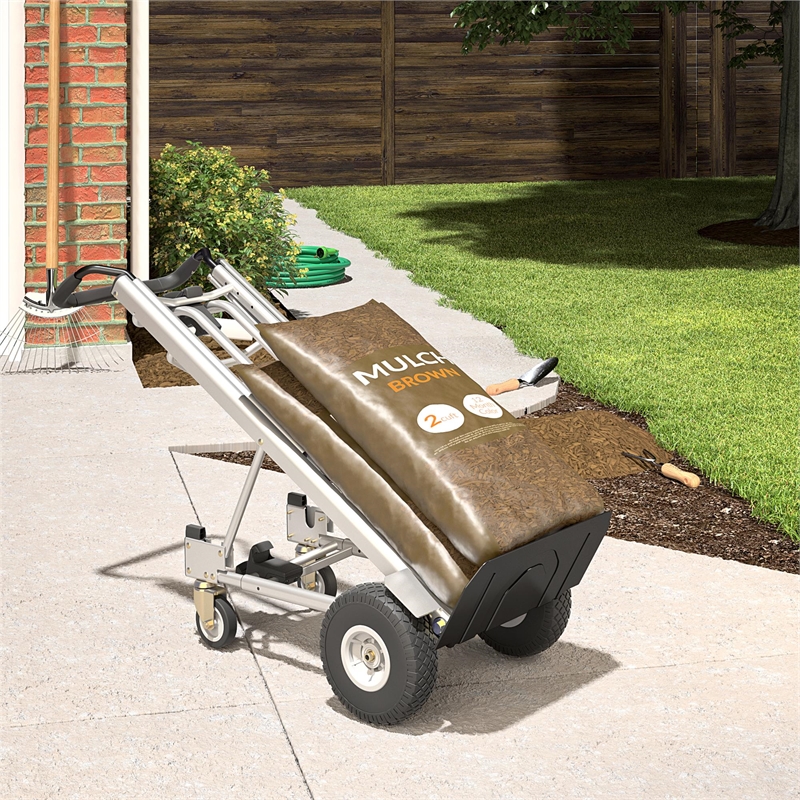 Pemberly Row 4-in-1 Folding/Assisted Hand Truck/Platform Cart - Flat-Free Wheels