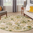 Pemberly Row 5' x Round Ivory Green Fabric Outdoor Area Rug (5' Round)