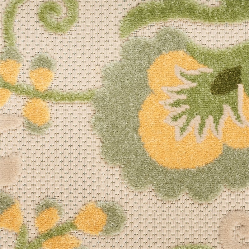 Pemberly Row 8' Runner Ivory Green Fabric Outdoor Area Rug (8' Runner)