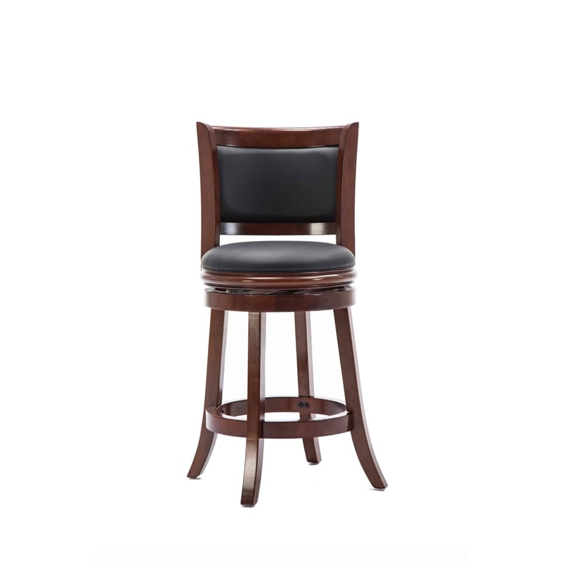 Pemberly Row Modern / Contemporary Wood Swivel Counter Stool-Cherry