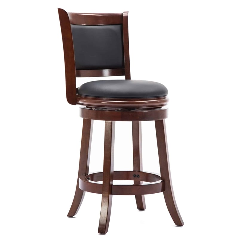 Pemberly Row Modern / Contemporary Wood Swivel Counter Stool-Cherry
