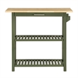 Pemberly Row Three-Tier Butcher Block Kitchen Prep Island w/Drawer in Green Wood