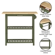 Pemberly Row Three-Tier Butcher Block Kitchen Prep Island w/Drawer in Green Wood