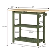 Pemberly Row Three-Tier Butcher Block Kitchen Prep Island w/Drawer in Green Wood