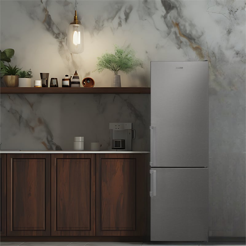 Pemberly Row 12cf No Frost Bottom Freezer Refrigerator Wine Rack GARAGE READY