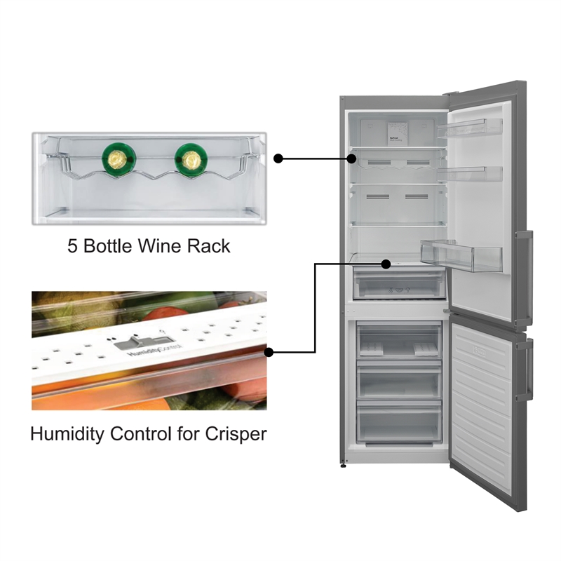 Pemberly Row 12cf No Frost Bottom Freezer Refrigerator Wine Rack GARAGE READY