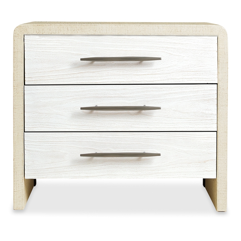 Pemberly Row Three-Drawer Nightstand with White Resin Drawers