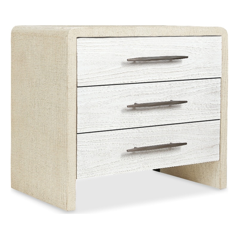 Pemberly Row Three-Drawer Nightstand with White Resin Drawers