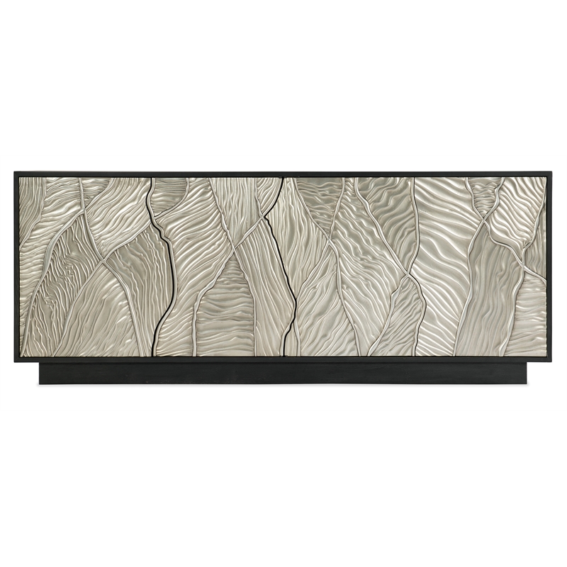 Pemberly Row Contemporary Wood Entertainment Console in Black