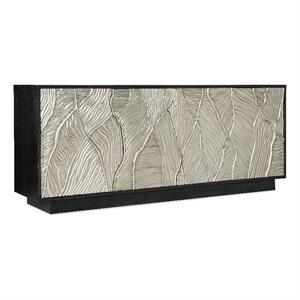 Pemberly Row Contemporary Wood Entertainment Console in Black