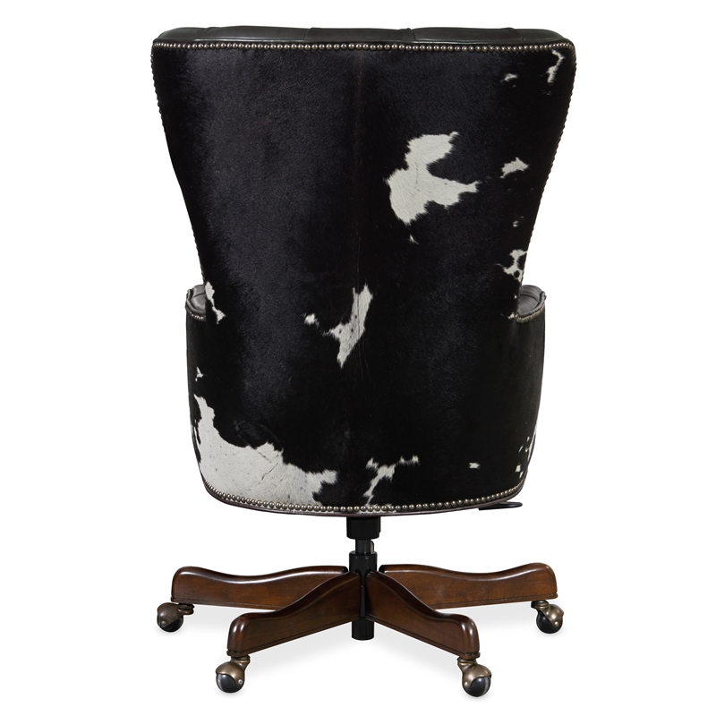 Pemberly Row Executive Swivel Tilt Chair with Black & White HOH in Brown Leather