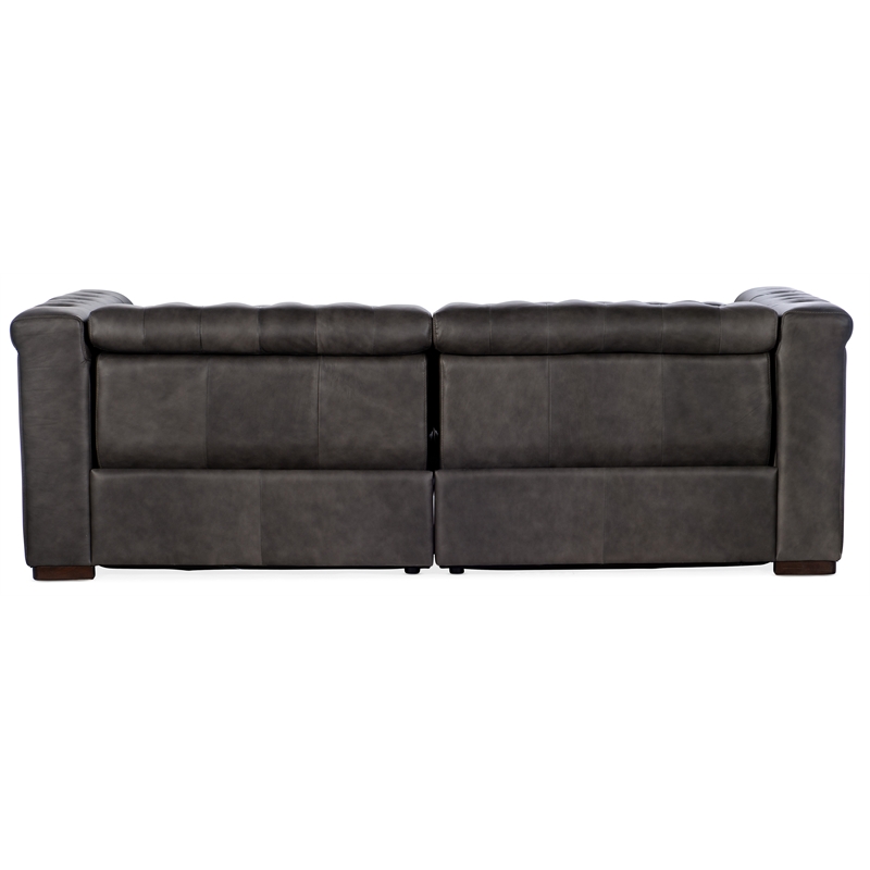 Pemberly Row 2 over 2 Sofa with Power Recline & Power Headrest in Gray Leather
