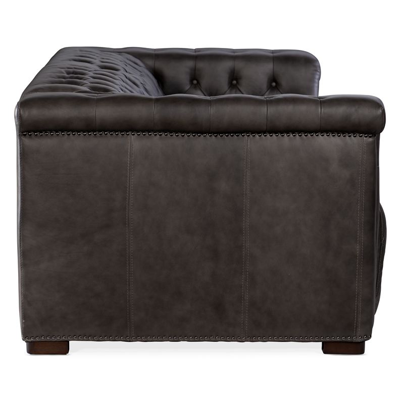 Pemberly Row 2 over 2 Sofa with Power Recline & Power Headrest in Gray Leather